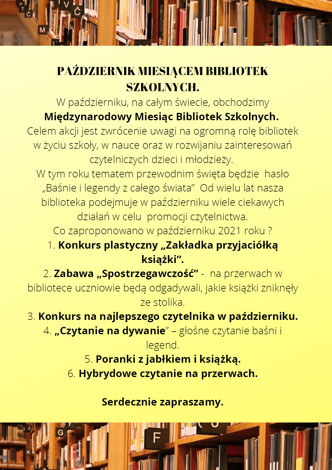 Październik miesiącem bibliotek szkolnych