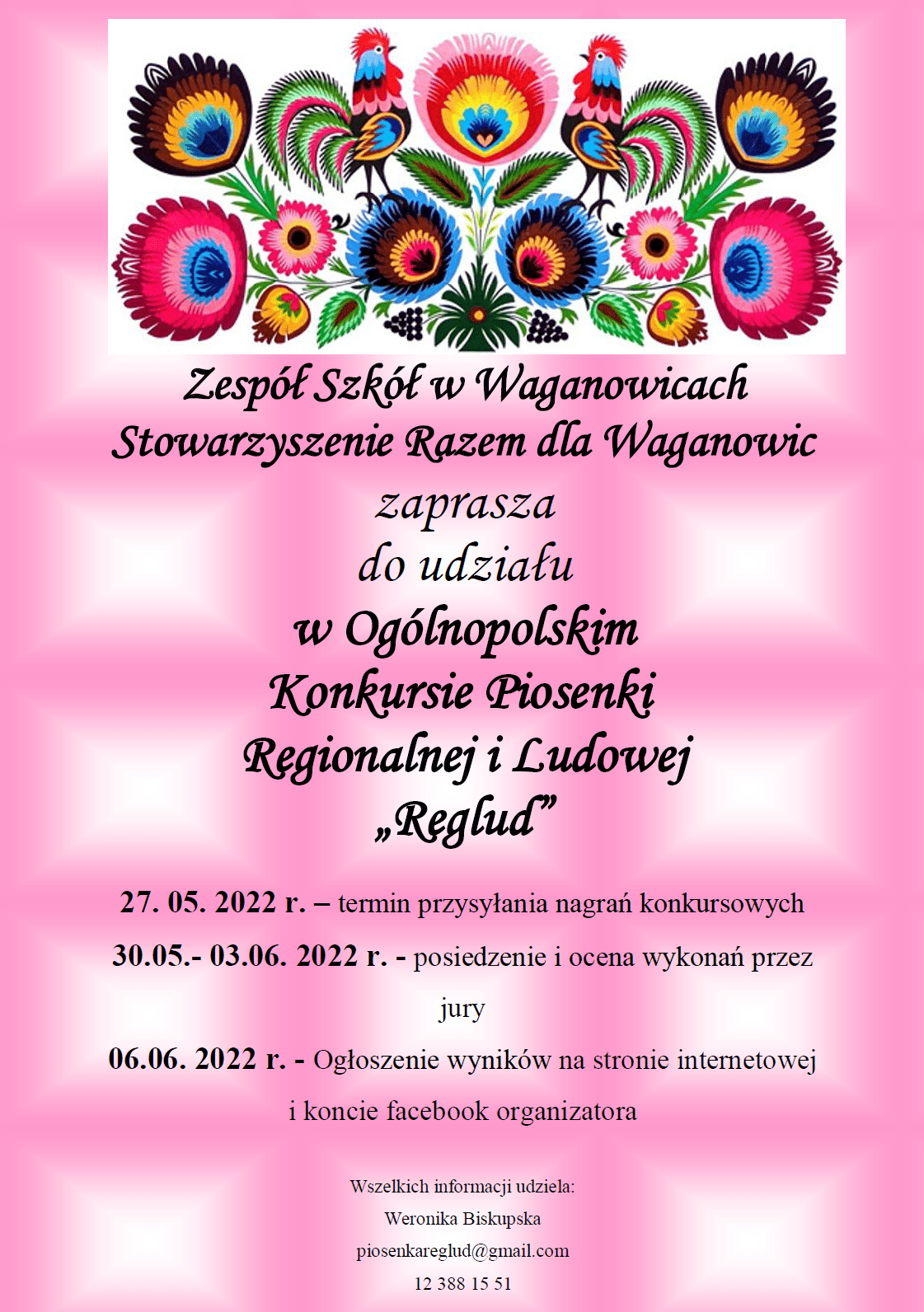 Zapraszamy do Ogólnopolskiego Konkursu Piosenki Regionalnej i Ludowej "Reglud"