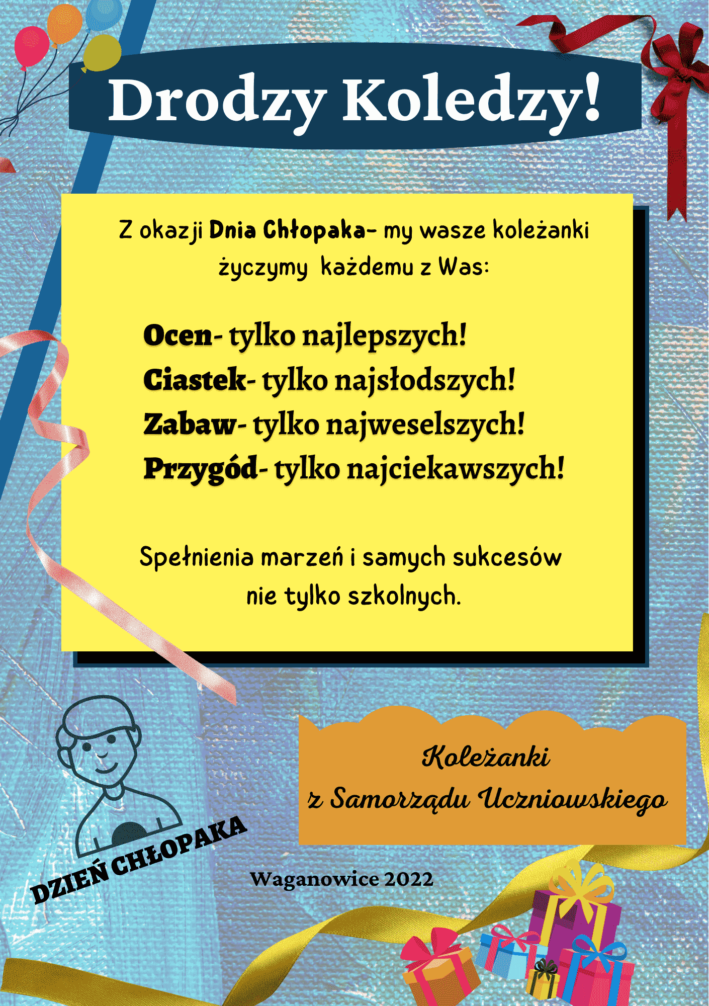 Życzenia na Dzień Chłopaka - plakat