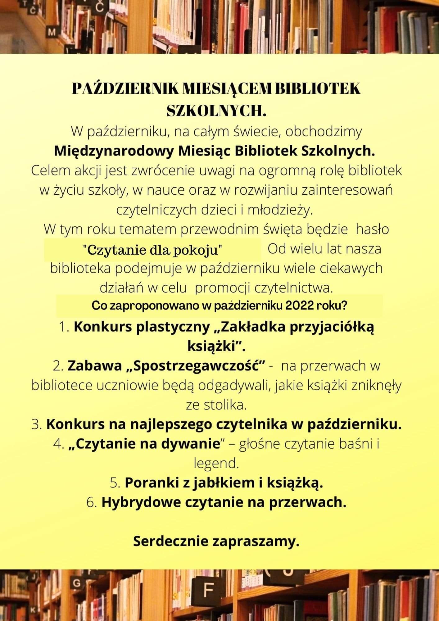 Październik miesiącem bibliotek szkolnych