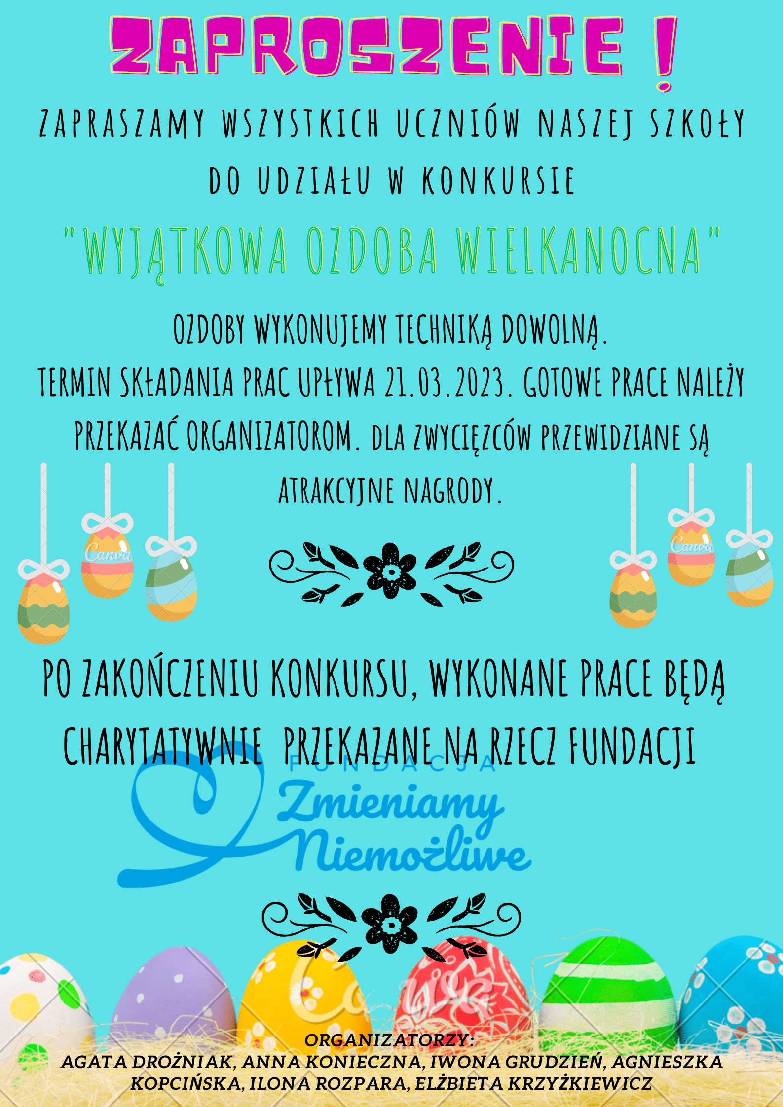 Widok plakatu konkursu pt. Wyjątkowa ozdoba wielkanocna