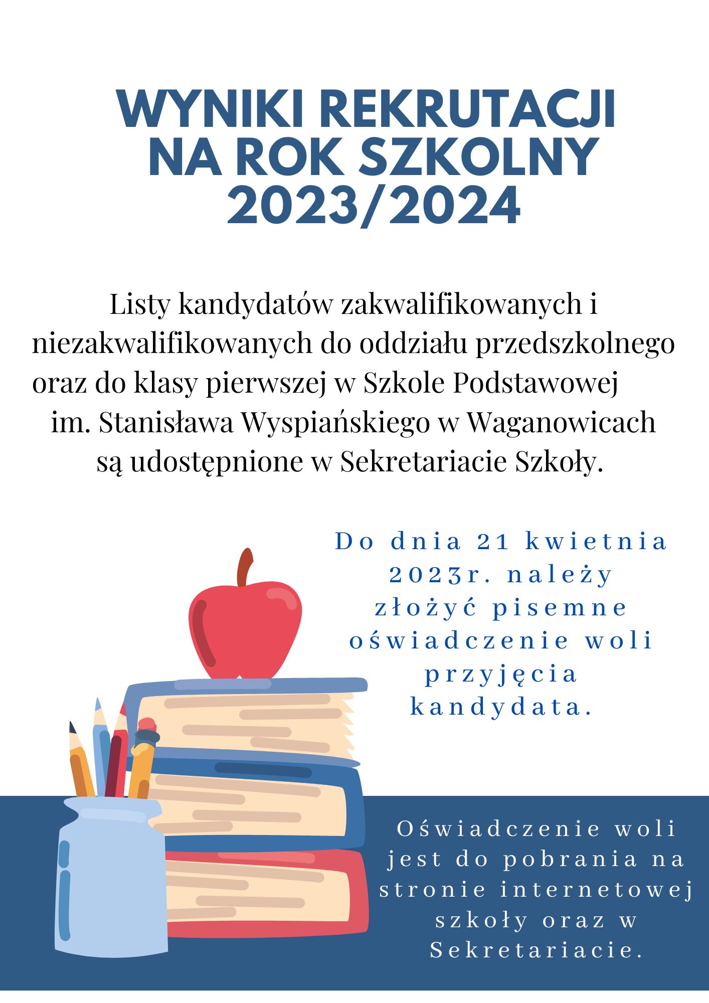 Wyniki rekrutacji 2023/2024 - widok plakatu