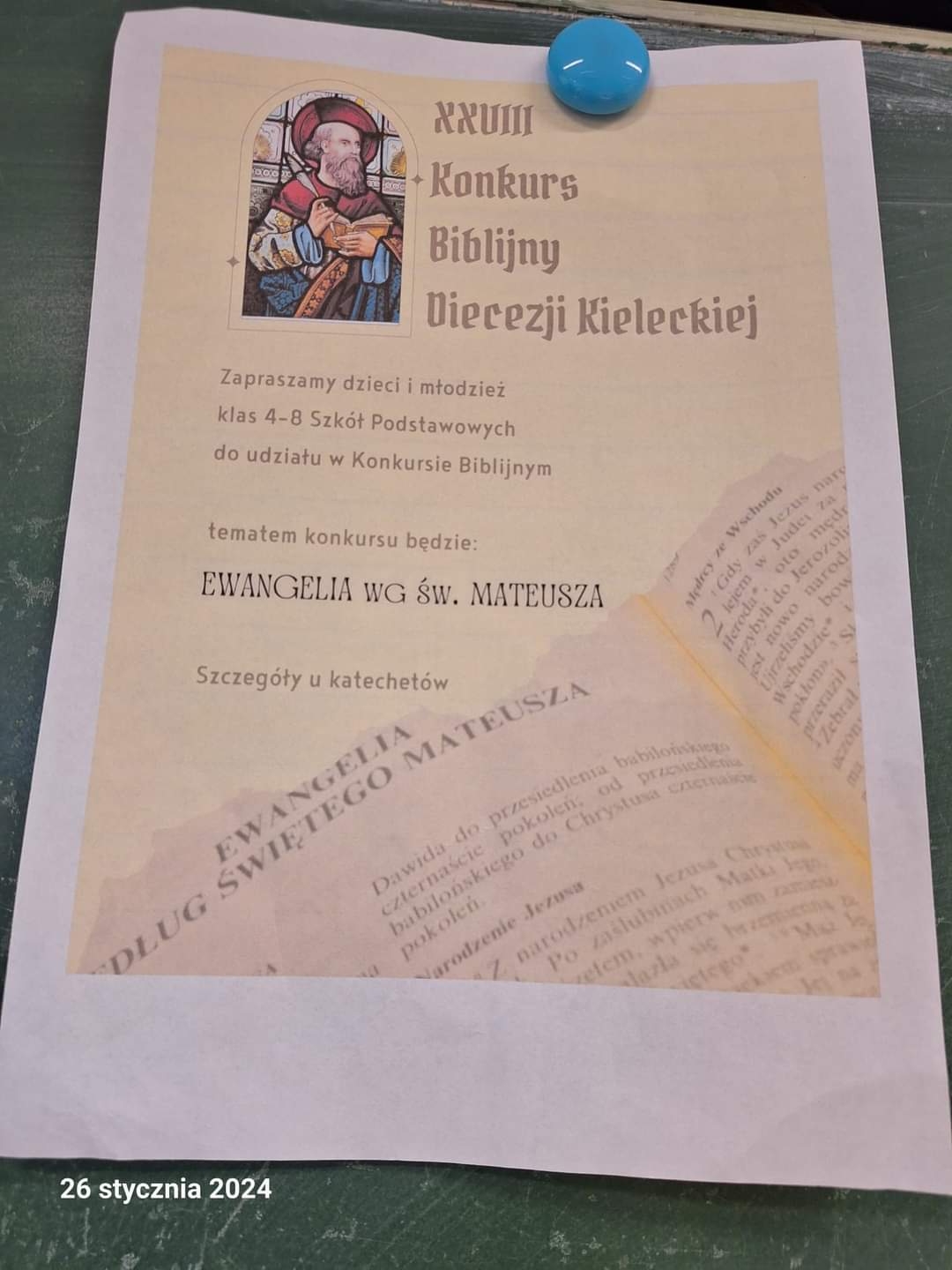 XXVIII Konkurs Biblijny Diecezji Kieleckiej - widok plakatu