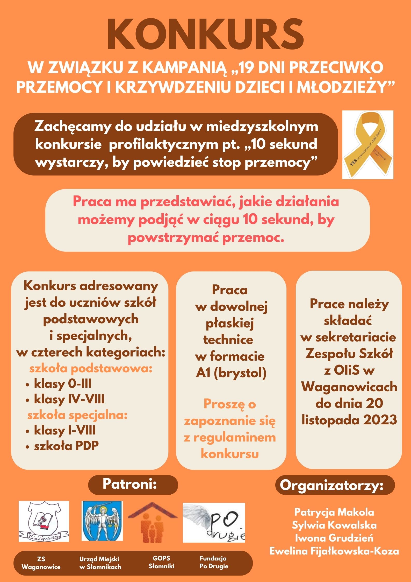 Zapraszamy do konkursu profilaktycznego pt. "10 sekund wystarczy, by powiedzieć stop przemocy"