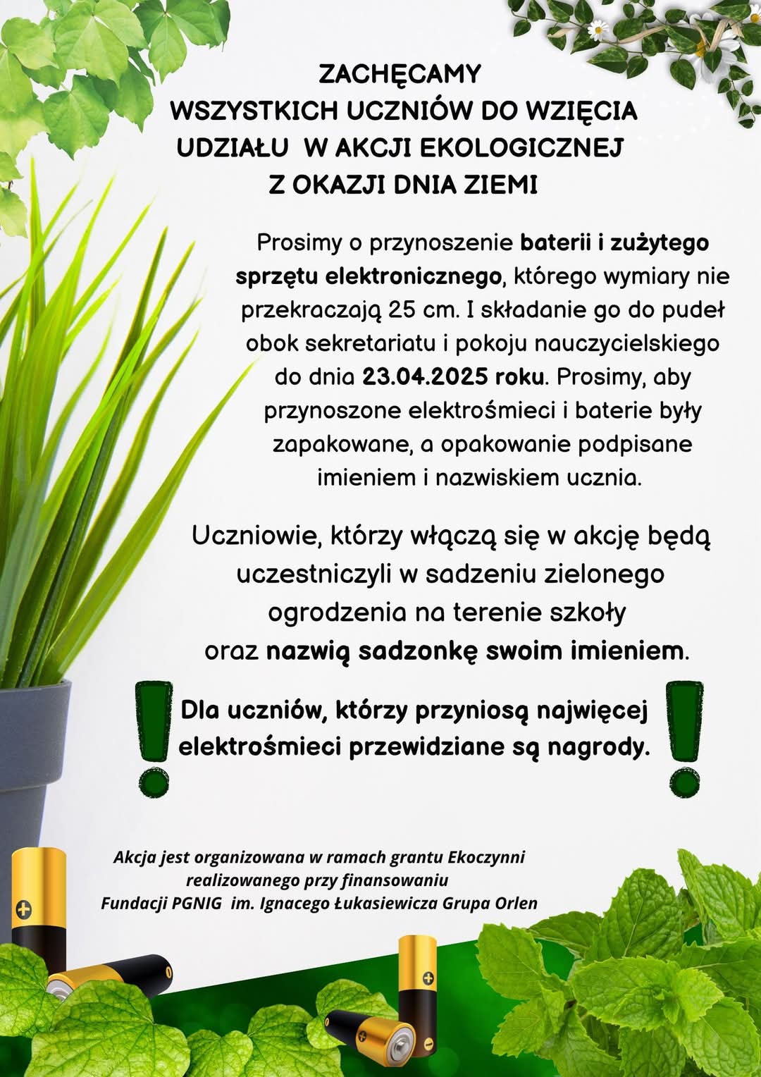 Grafika plakatu akcji ekologicznej z okazji Dnia Ziemi