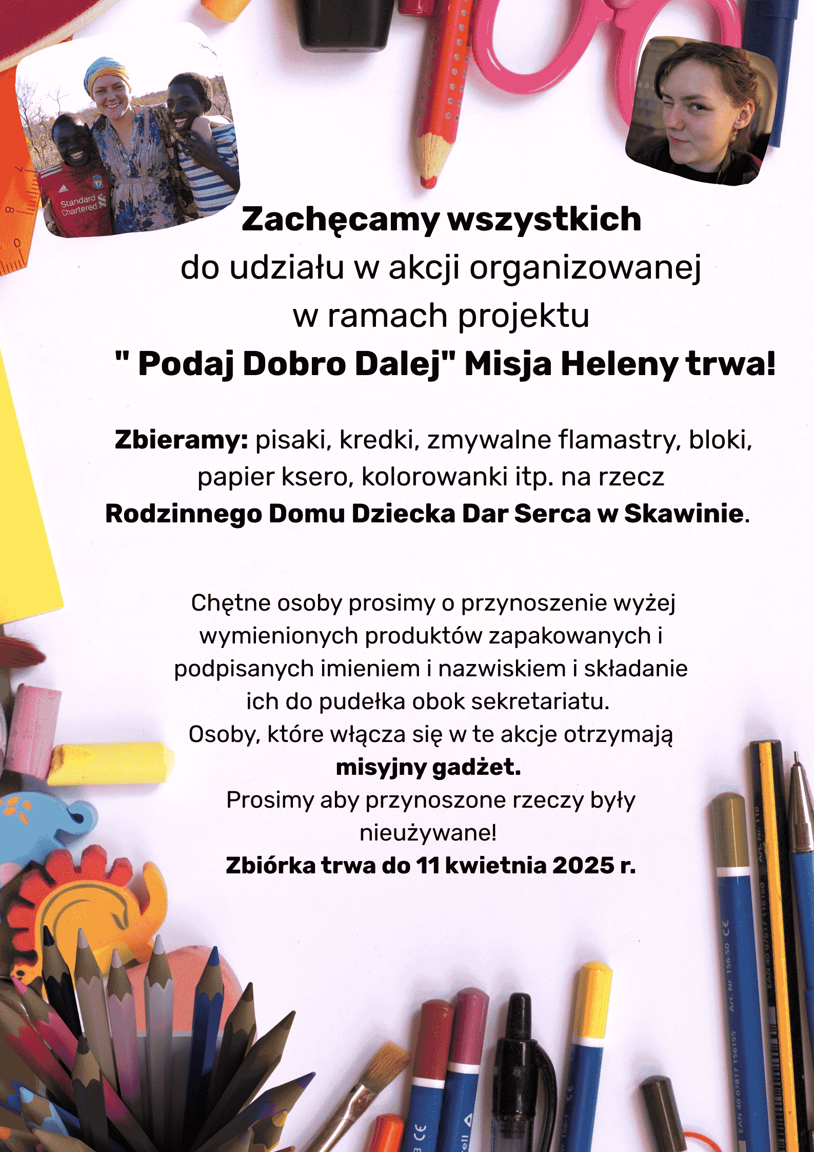 Grafika plakatu akcji w ramach projektu pt. Podaj Dobro Dalej