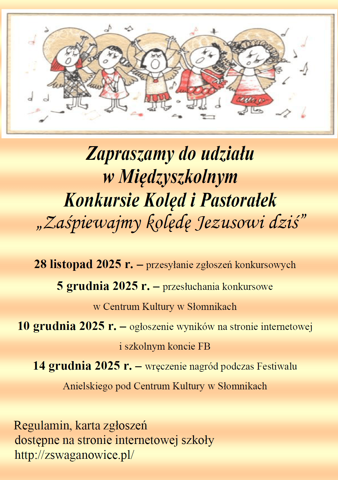Plakat Międzyszkolnego Konkursu Kolęd i Pastorałek 2025