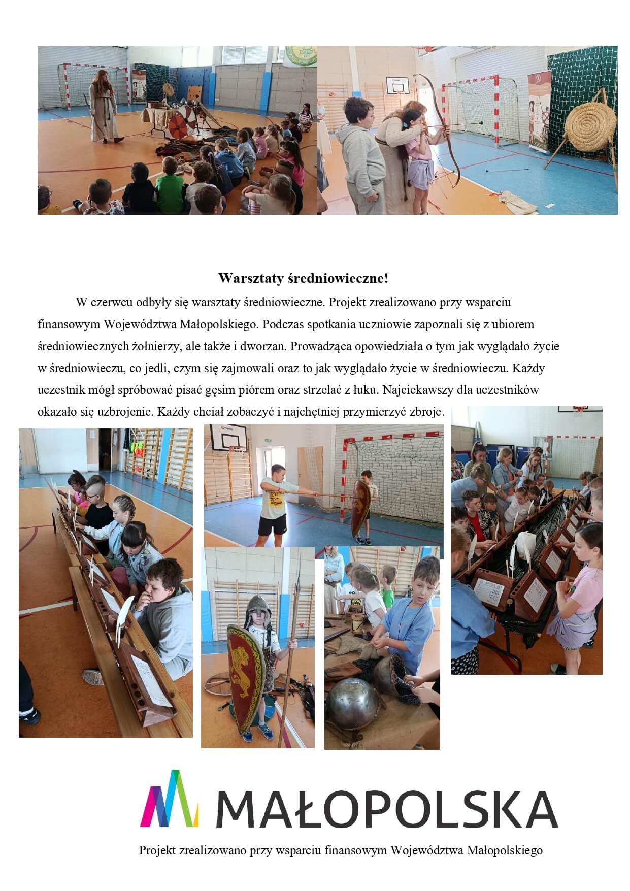 Uczniowie podczas warsztatów średniowiecznych