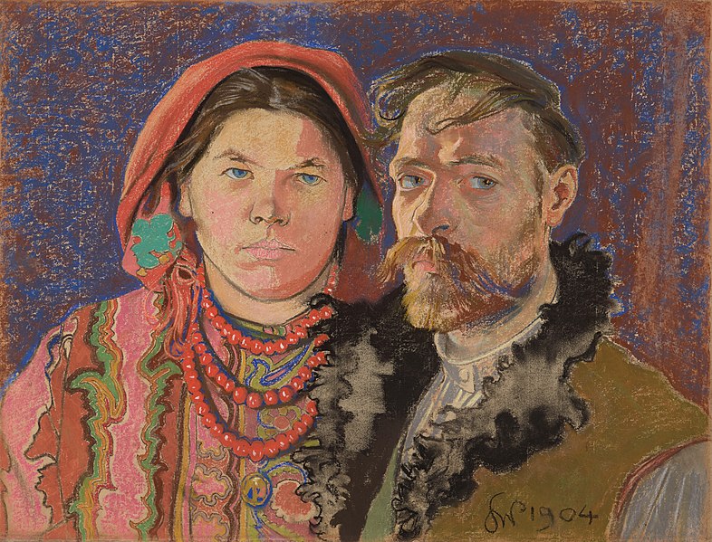 Obraz "Portret artysty z żoną", Stanisław Wyspiański,1904