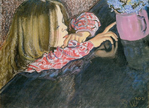 Obraz "Dziewczynka z wazonem z kwiatami", Stanisław Wyspiański,1902